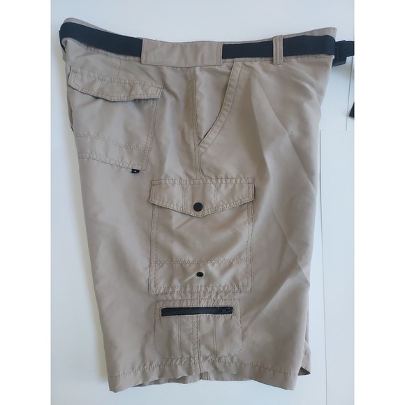 Mens Tan Denali Quick Dry Stretch Cargo 8 Pocket Hiking Shorts W/Belt Size 38 - Picture 5 of 8